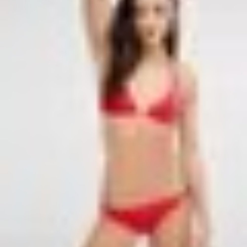 Mink Pink Ruby Red Triangle Bikini With Gold Meta… - image 7
